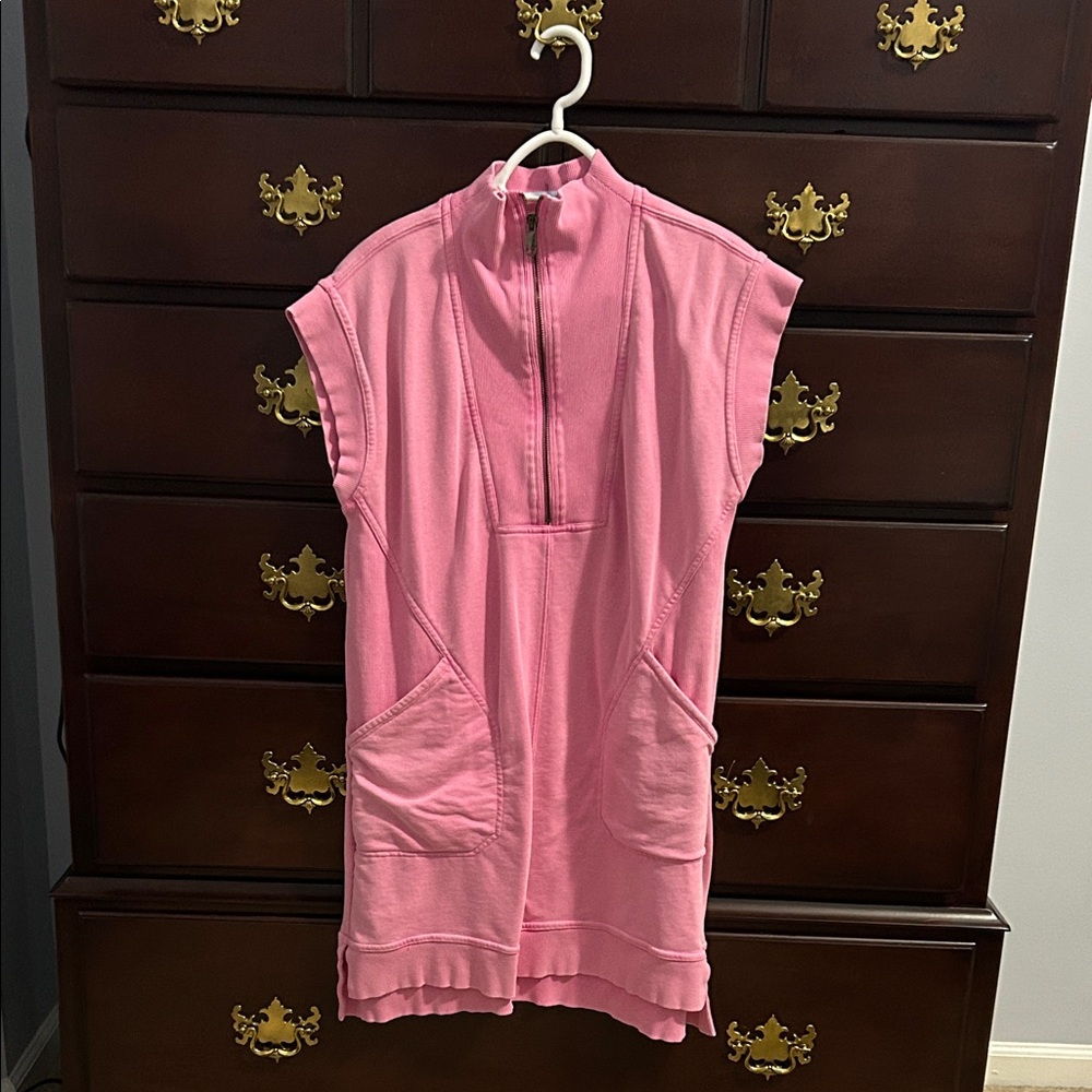 Pink Sleeveless Zip-Up Dress